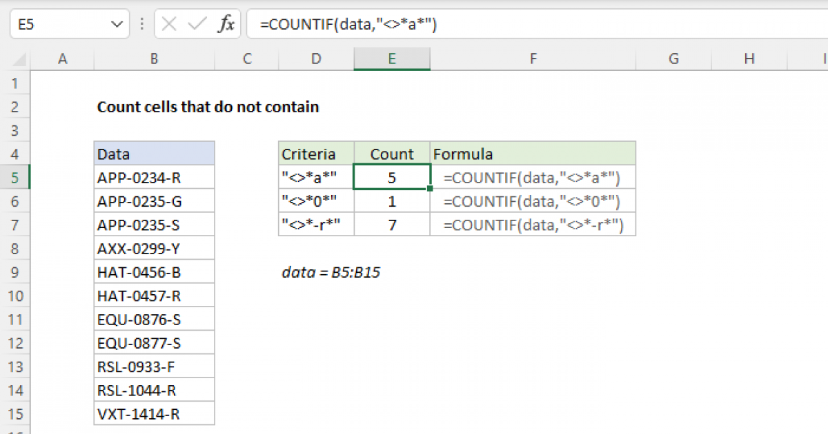 Count Cells That Do Not Contain Excel Formula Exceljet